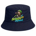 Scooter Squad kids bucket hat in navy, full-colour logo on the front
