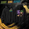 Hold My Juice mens hoodie in black, Scooter Squad logo front, Hold My Juice on the back