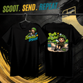 Scooter Squad Park Life kids tee in black, logo on the front, Park Life print on the back