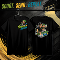Scooter Squad Scooter Dad mens tee in black, logo on the front, Scooter Dad print on the back